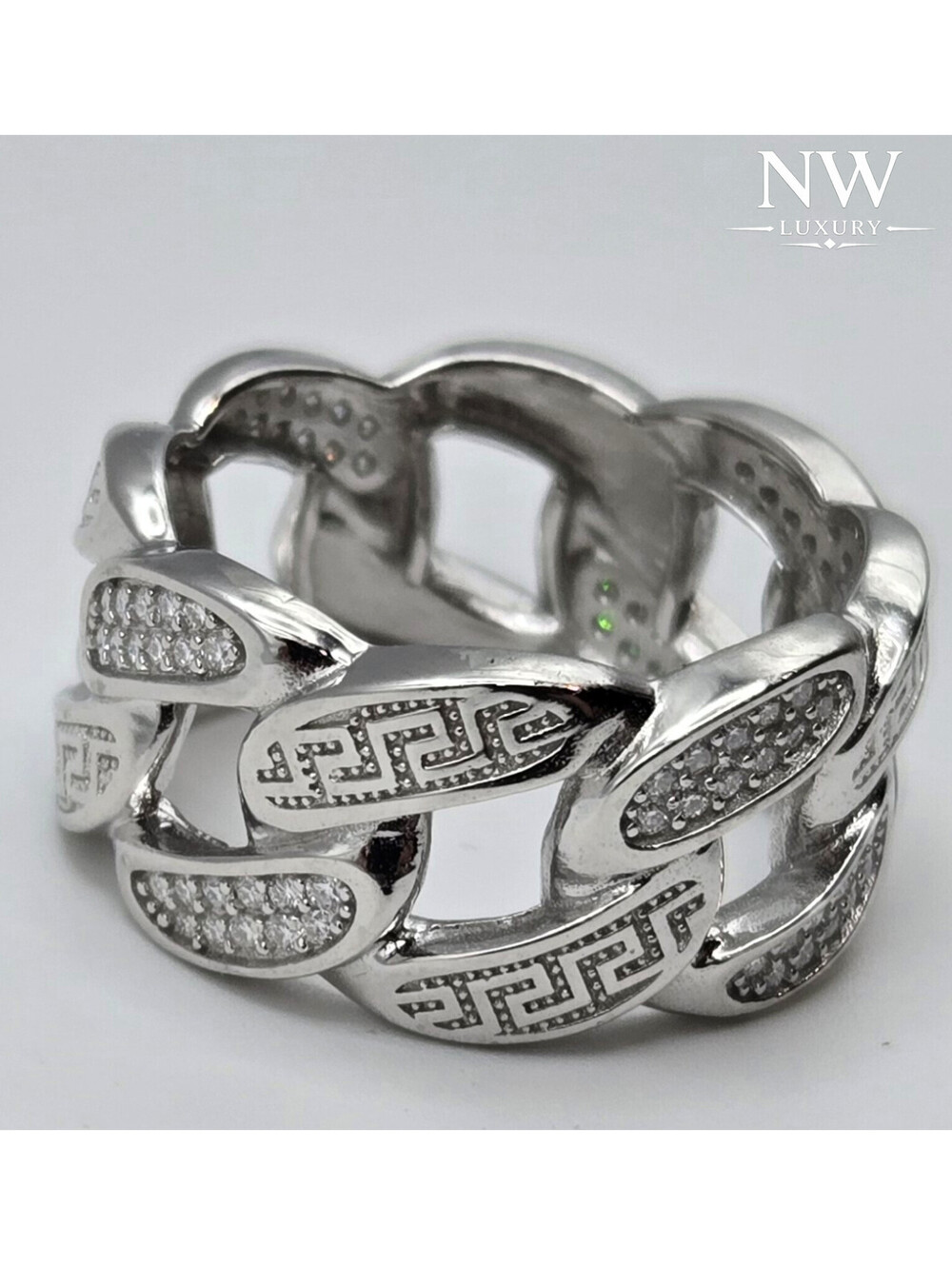 NEW 925 Sterling Silver Versace Style Eternity Ring 3.0CTW Moissanite VVS1 D Ice